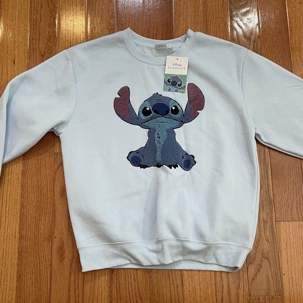 Disney Brand NWT Lilo And Stitch Size‎ Large Cloud Blue Sweatshirt Hook And Loom